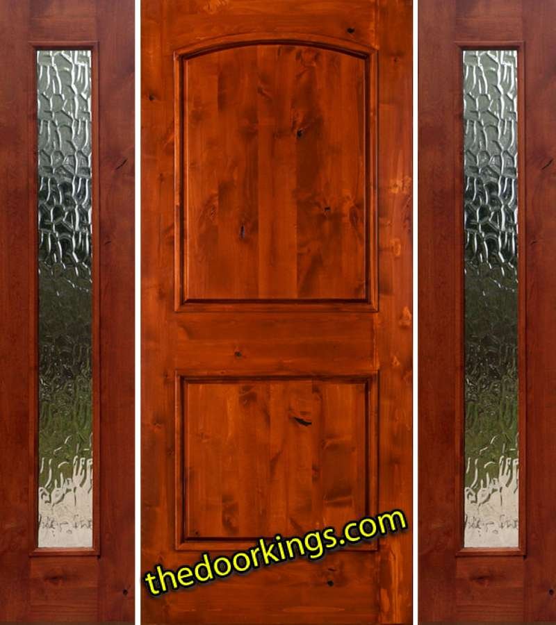 sw66 knotty alder wood door with two flemish sidelites